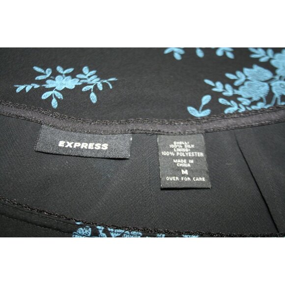Express Y2K 100% Silk Maxi Skirt Womens M Black Floral Lace Print Fairy Grunge - Picture 3 of 6